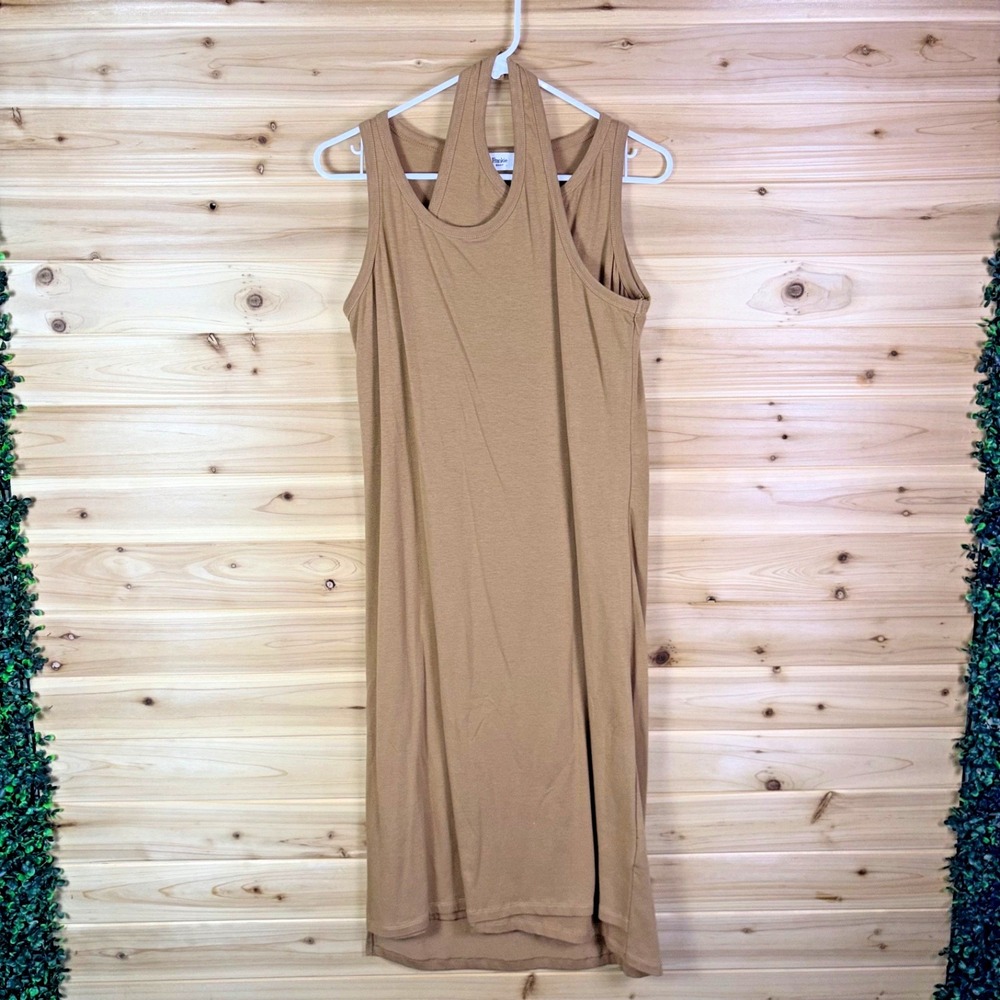Frankie Shop Dress Womens Medium Beige Double Asymmetric Layer Tank Midi Dress